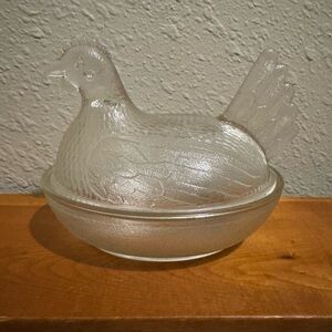 Clear Indiana Glass Hen on Nest